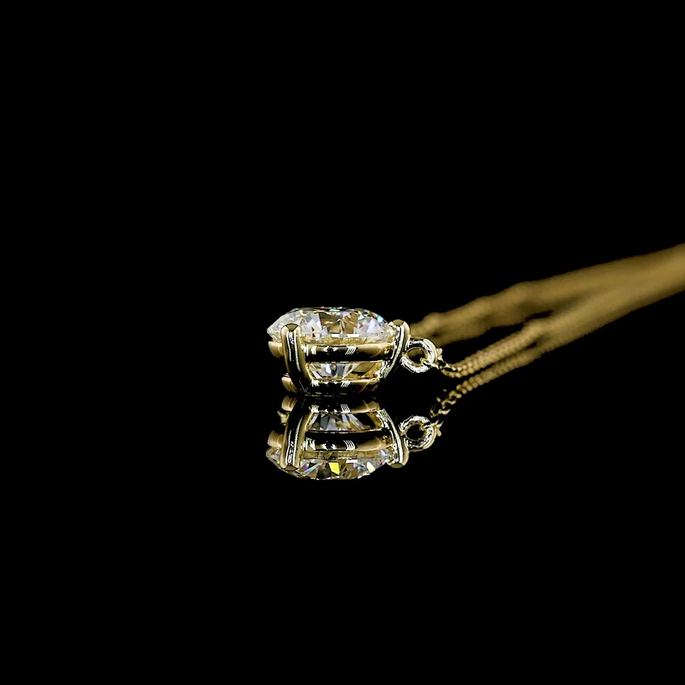 14K Yellow Gold Round Solitaire Pendant with 0.82 Carat Lab-Grown Diamond - E-F Color, VS Clarity, Prong Set - Covaloro Fine Jewelry - Image 3