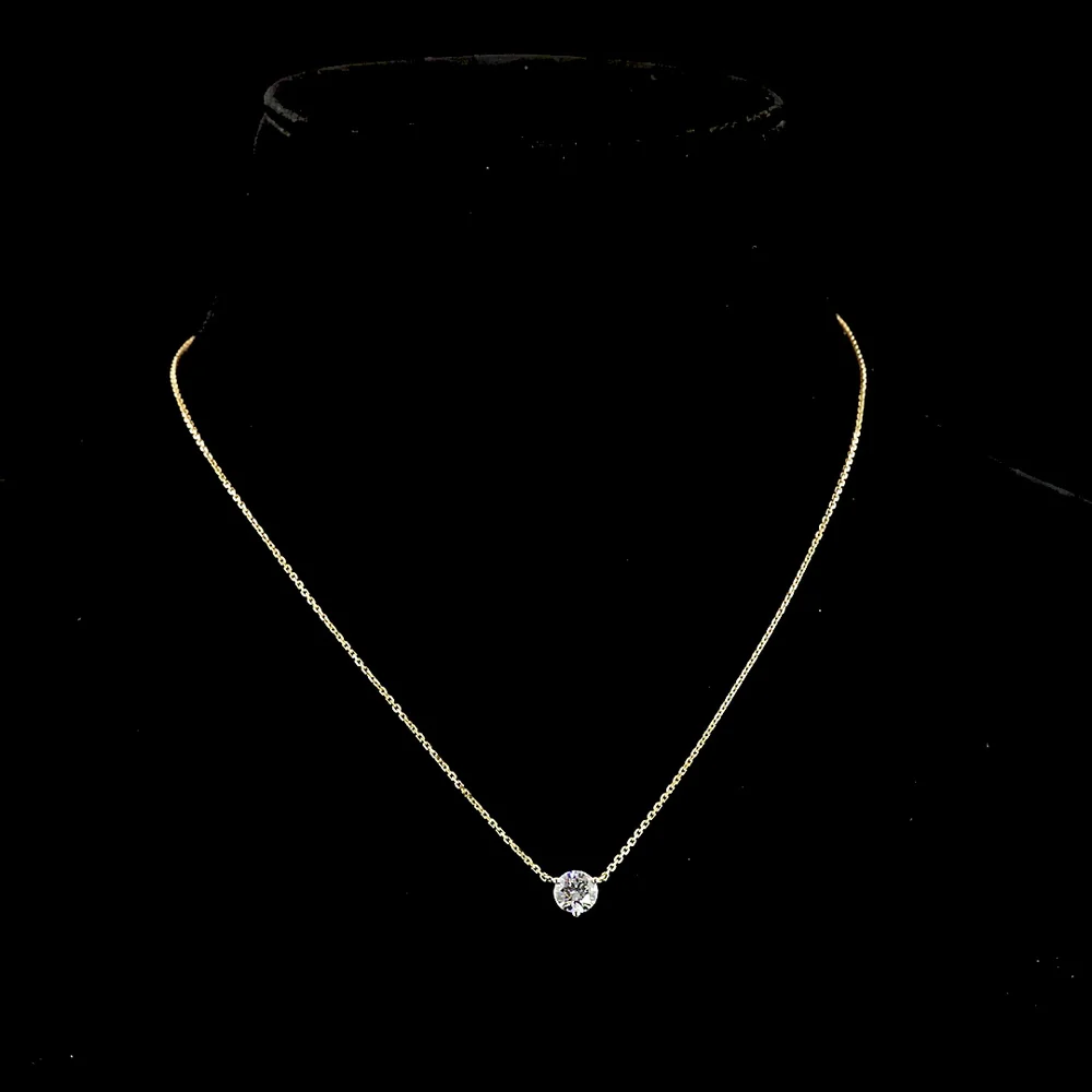 14K Yellow Gold Round Solitaire Pendant with 0.82 Carat Lab-Grown Diamond - E-F Color, VS Clarity, Prong Set - Covaloro Fine Jewelry - Image 4