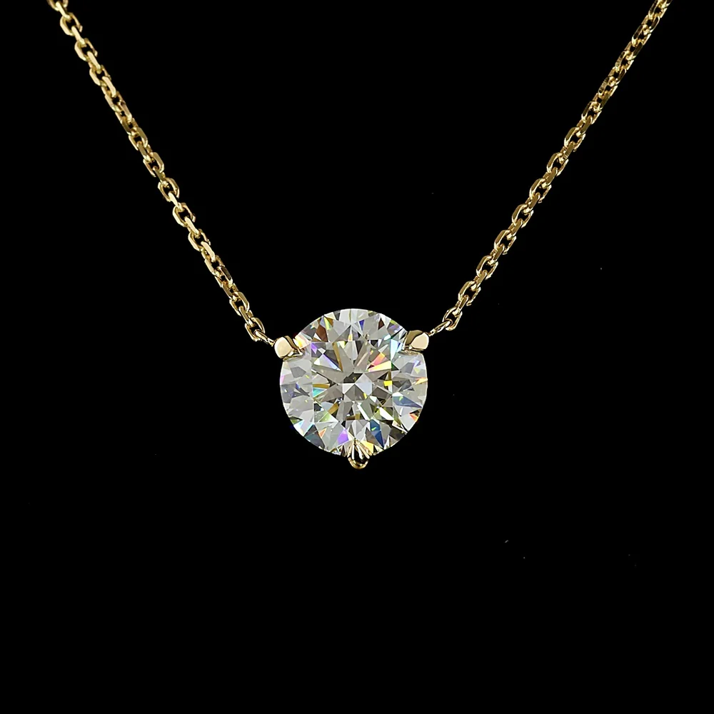 14K Yellow Gold Round Solitaire Pendant with 1.50 Carat Lab Grown E-F VS1 Brilliant Cut Diamond - GIA Certified - Covaloro Fine Jewelry - Image 2