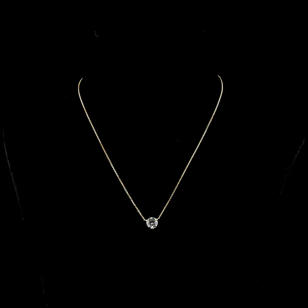 14K Yellow Gold Round Solitaire Pendant with 1.50 Carat Lab Grown E-F VS1 Brilliant Cut Diamond - GIA Certified - Covaloro Fine Jewelry - Image 4