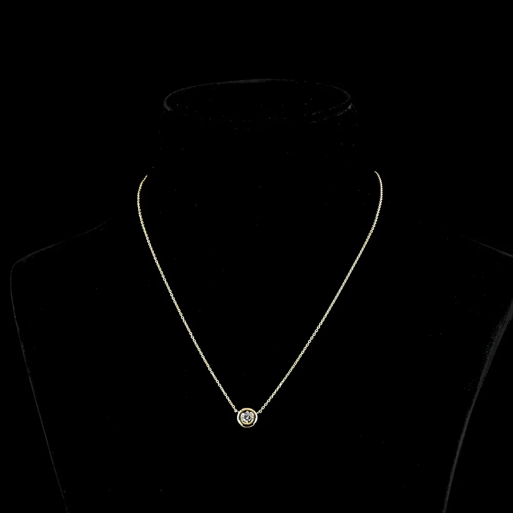 14K Yellow Gold Round Solitaire Pendant with Bezel-Prong Set Lab Diamond - 0.26 Carat Total Weight, E-F Color VS1 Clarity - Covaloro Fine Jewelry