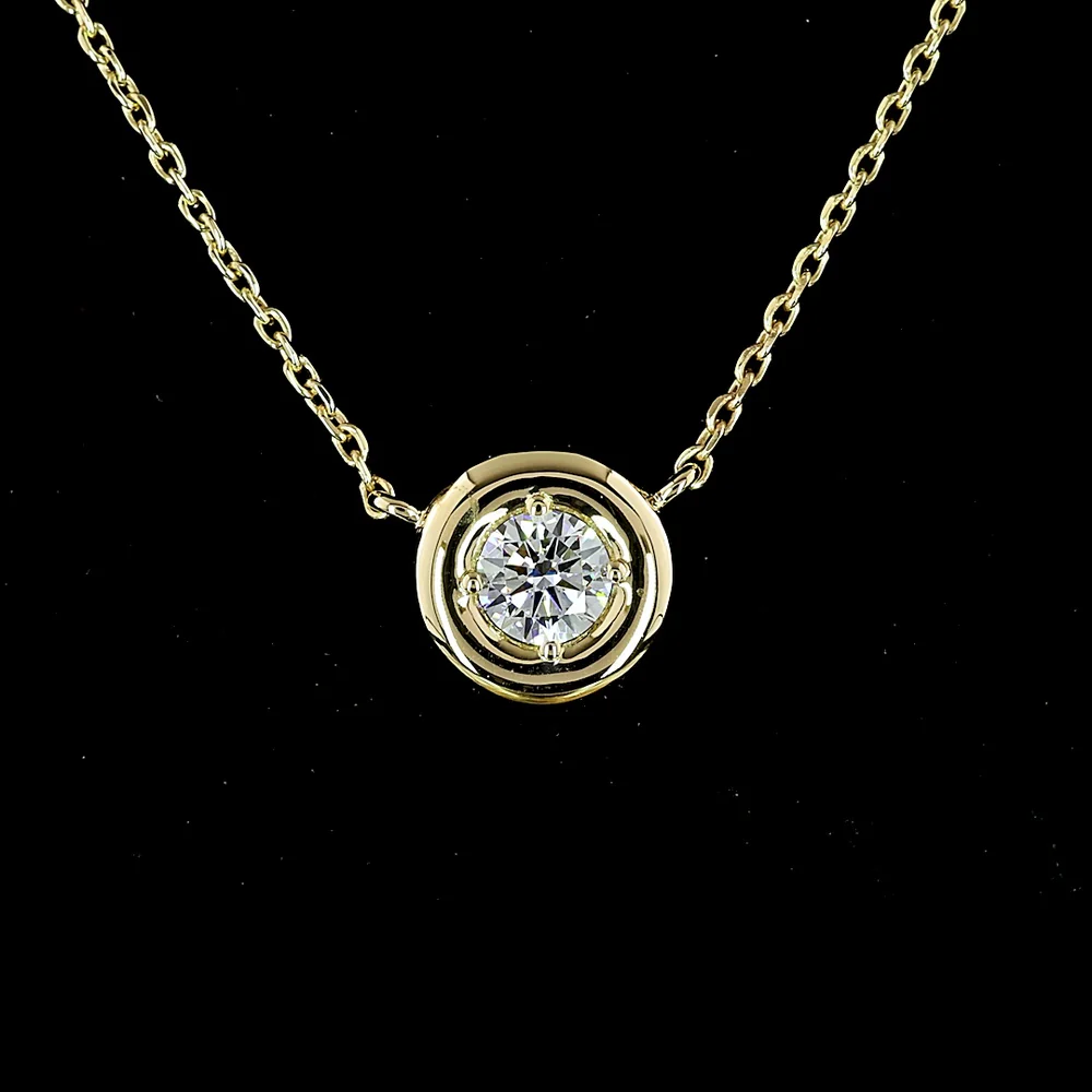 14K Yellow Gold Round Solitaire Pendant with Bezel-Prong Set Lab Diamond - 0.26 Carat Total Weight, E-F Color VS1 Clarity - Covaloro Fine Jewelry - Image 2