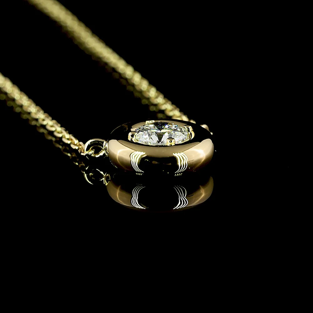 14K Yellow Gold Round Solitaire Pendant with Bezel-Prong Set Lab Diamond - 0.26 Carat Total Weight, E-F Color VS1 Clarity - Covaloro Fine Jewelry - Image 3