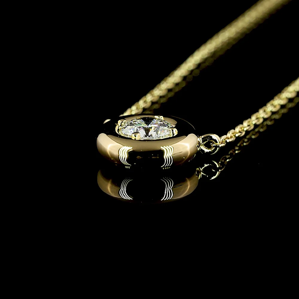 14K Yellow Gold Round Solitaire Pendant with Bezel-Prong Set Lab Diamond - 0.26 Carat Total Weight, E-F Color VS1 Clarity - Covaloro Fine Jewelry - Image 4