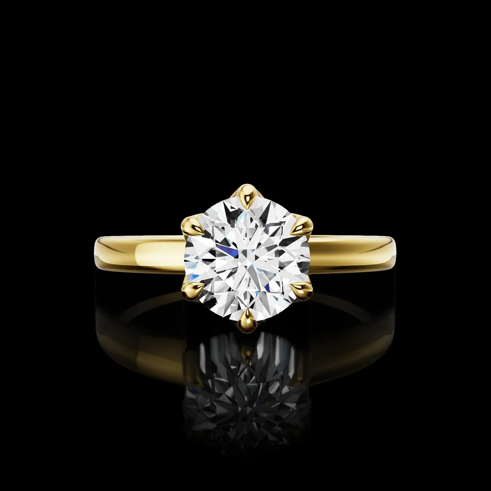 14K Yellow Gold Round Solitaire Ring with 1.44 Carat E VVS2 Lab Diamond - GIA Certified - Covaloro Fine Jewelry