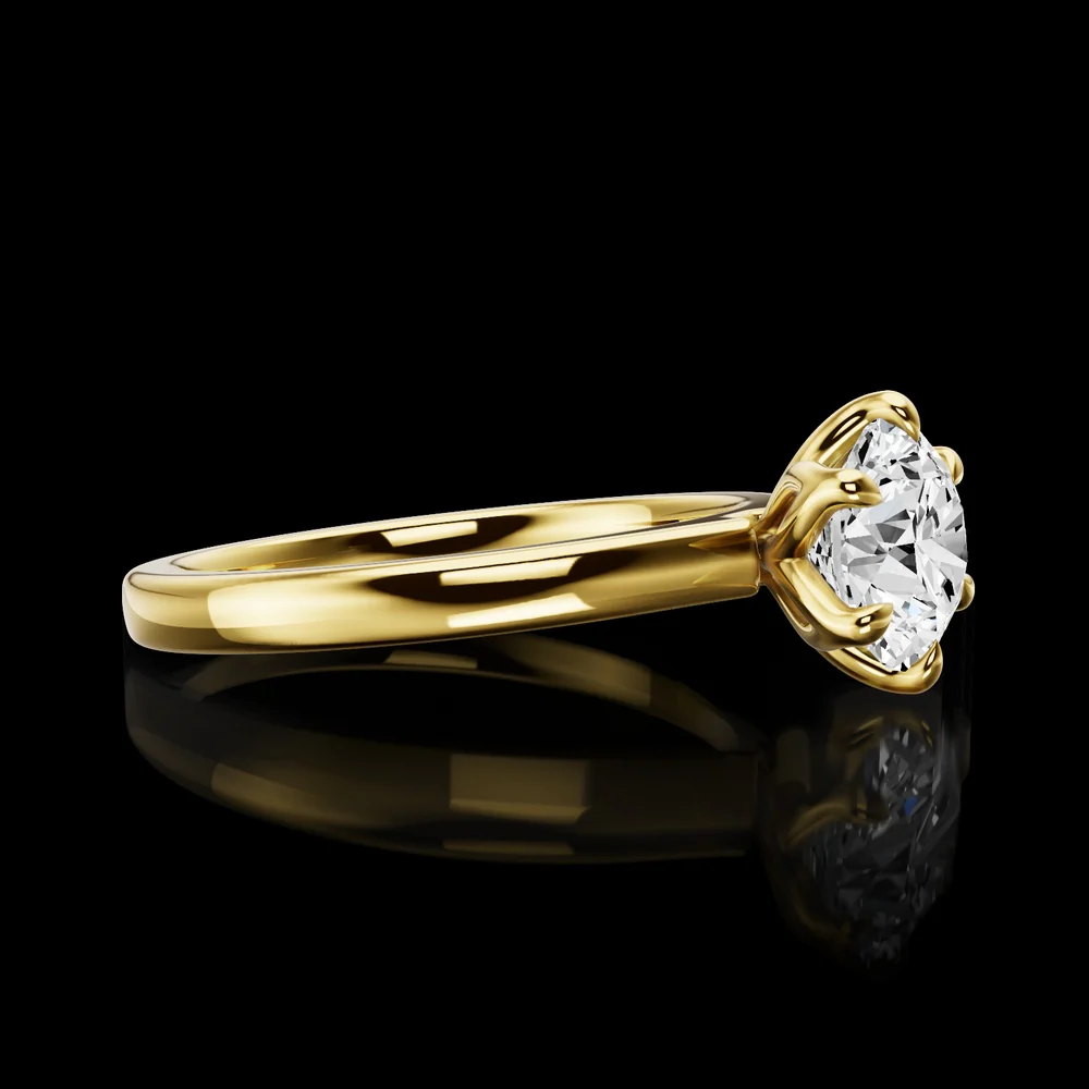14K Yellow Gold Round Solitaire Ring with 1.44 Carat E VVS2 Lab Diamond - GIA Certified - Covaloro Fine Jewelry - Image 2
