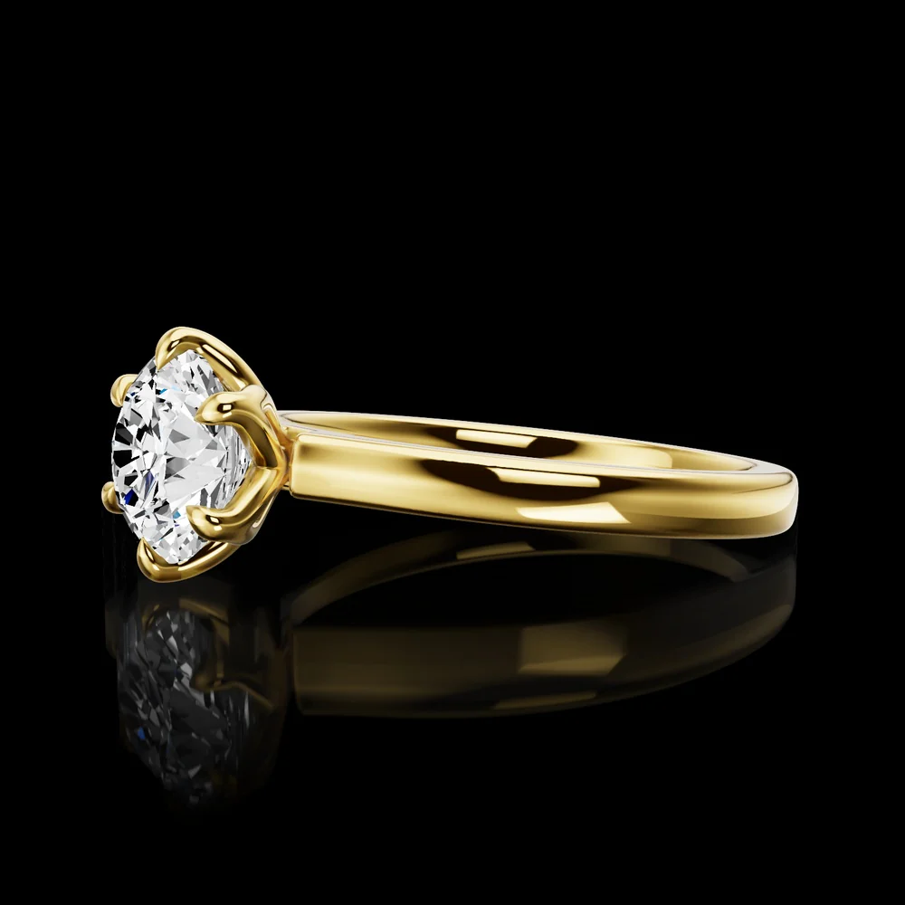 14K Yellow Gold Round Solitaire Ring with 1.44 Carat E VVS2 Lab Diamond - GIA Certified - Covaloro Fine Jewelry - Image 3