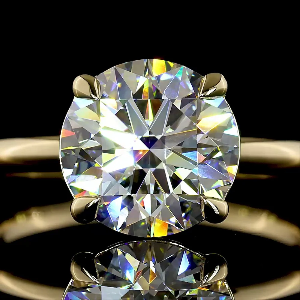 14K Yellow Gold Round Solitaire Ring with 3.04 Carats Lab-Grown Diamond (E-F Color, VVS2 Clarity) - IGI Certified - Covaloro Fine Jewelry - Image 2