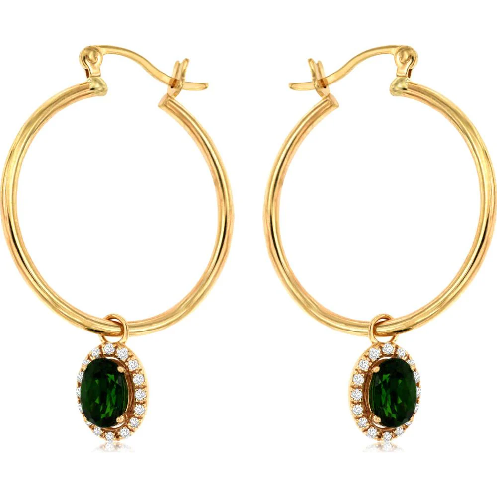 14K Yellow Gold Russalite & Diamond Halo Earrings - 1.03 Carats Total Russalite & Diamond Weight - Royal Jewelry