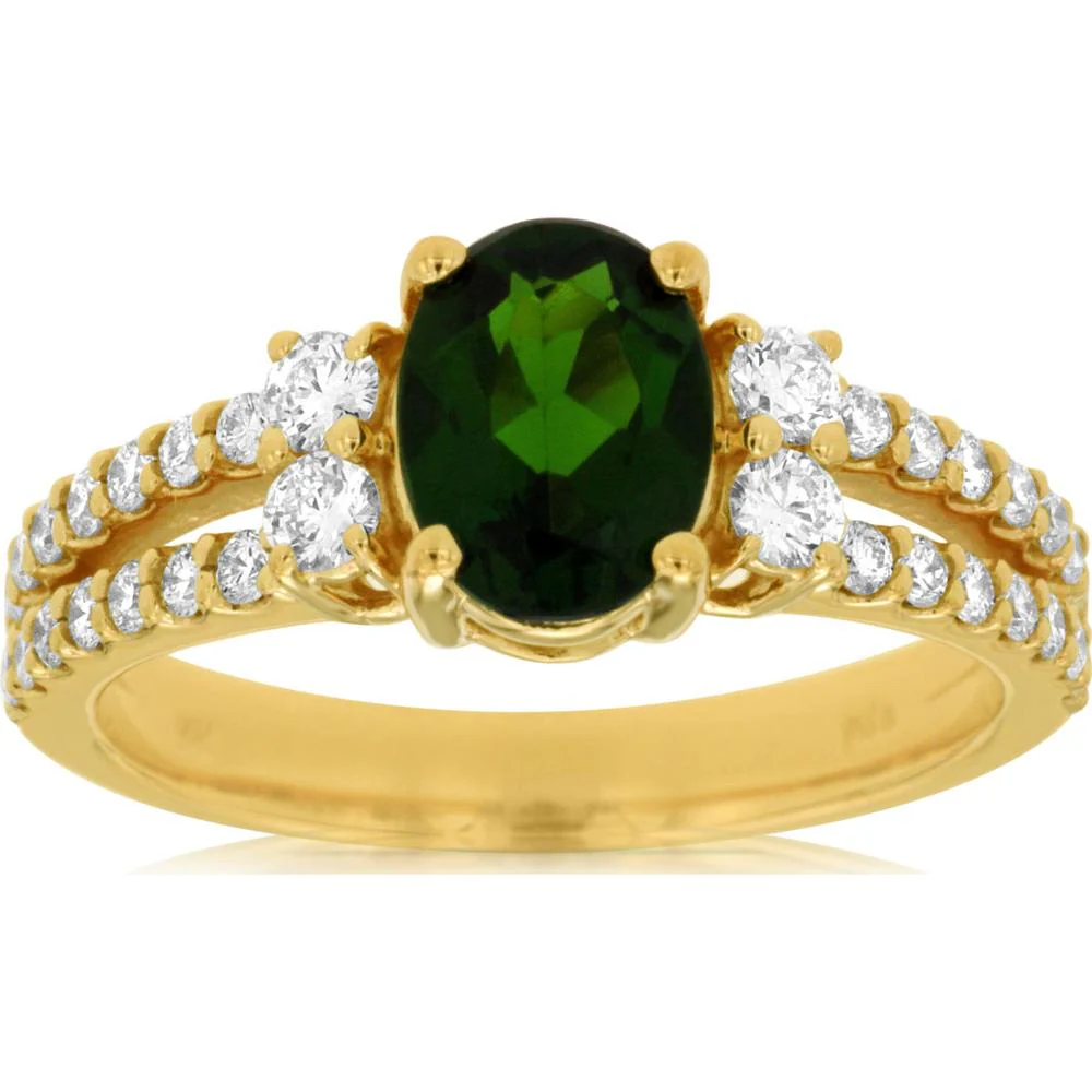 14K Yellow Gold Russalite & Diamond Ring - 1.30 Carats Russalite & 0.65 Carats Total Diamond Weight - Royal Jewelry
