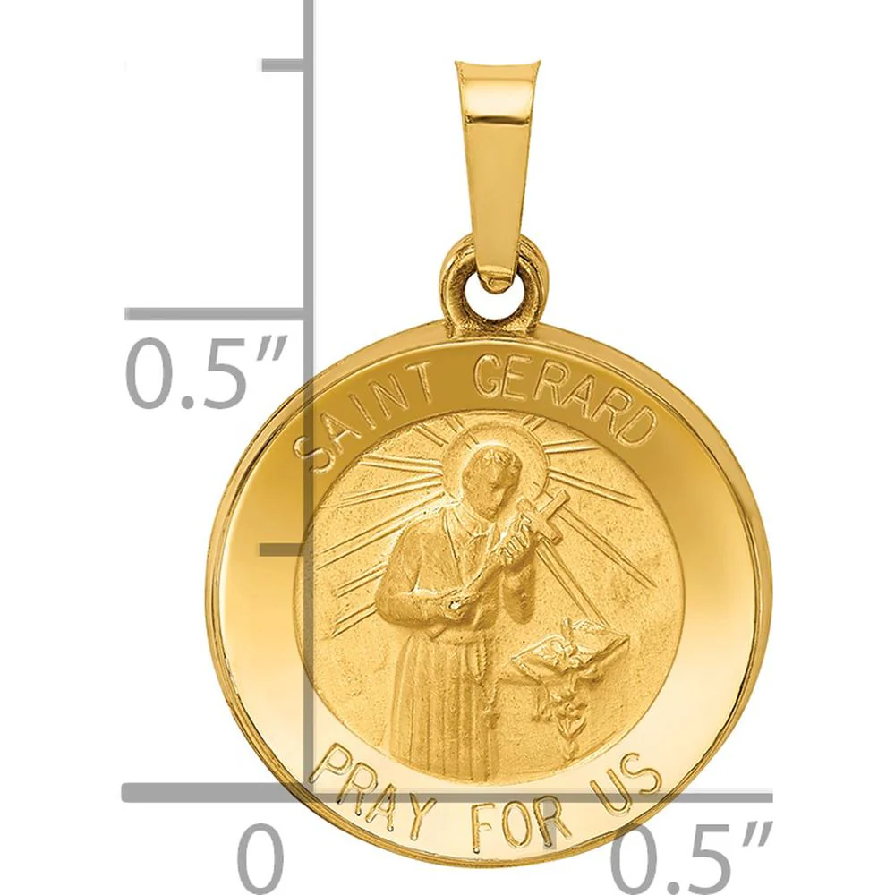 14K Yellow Gold Saint Gerard Medal Charm with Polished and Satin Finish - 22mm by Oro Pregiato - Image 3