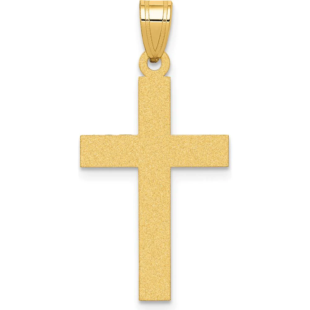 14K Yellow Gold Sandblasted Cross Pendant - 28mm Length by Oro Pregiato