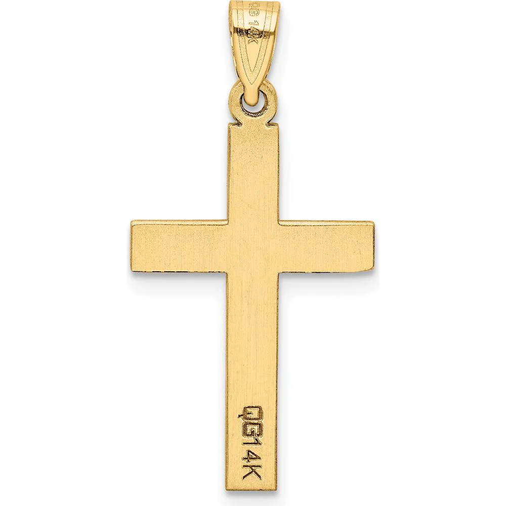 14K Yellow Gold Sandblasted Cross Pendant - 28mm Length by Oro Pregiato - Image 4