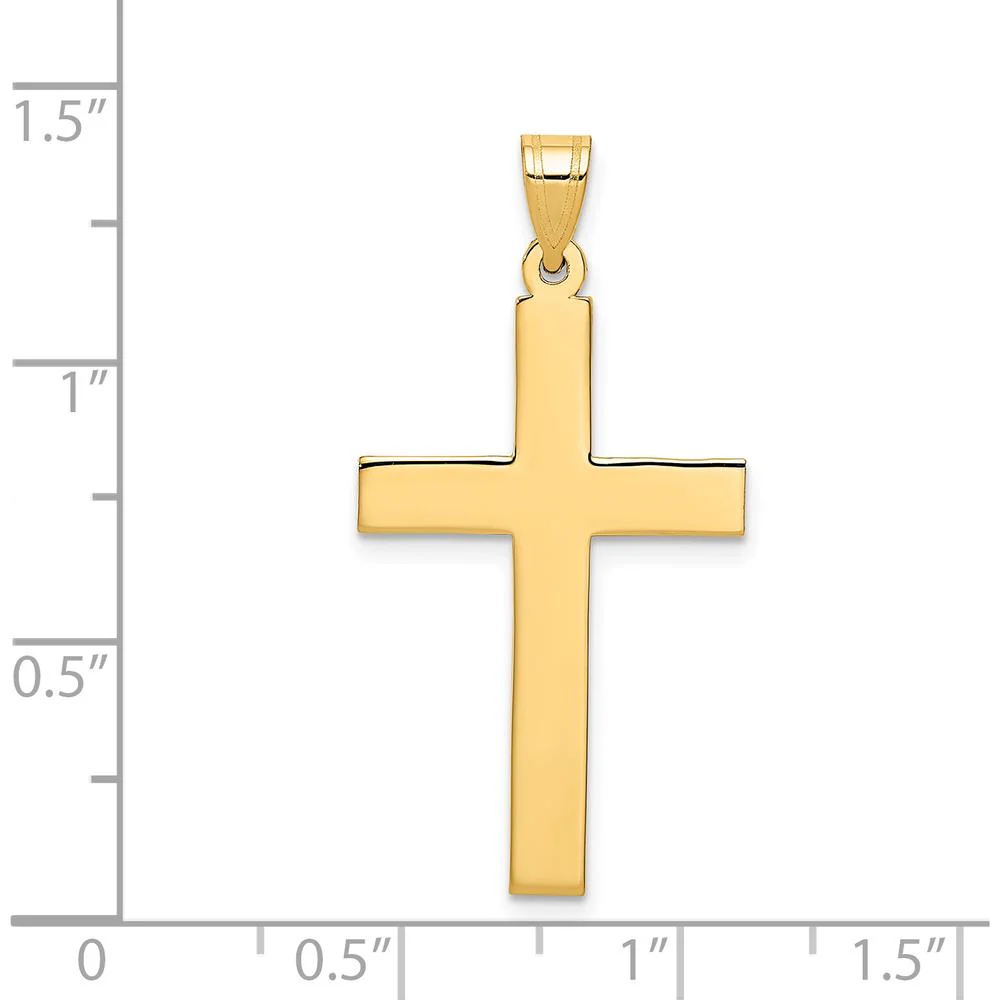 14K Yellow Gold Sandblasted Cross Pendant with Polished Finish by Oro Pregiato - Image 3