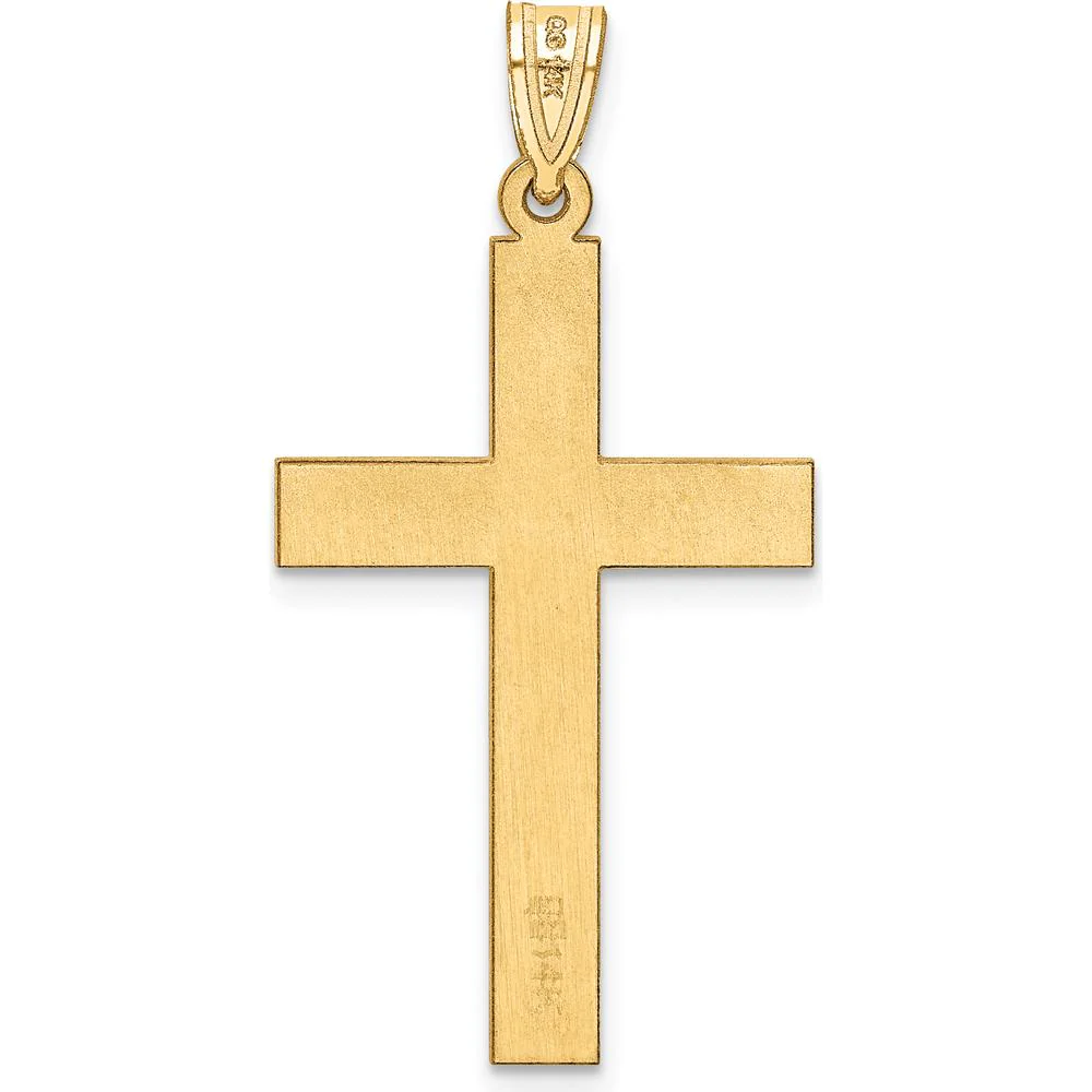 14K Yellow Gold Sandblasted Cross Pendant with Polished Finish by Oro Pregiato - Image 4