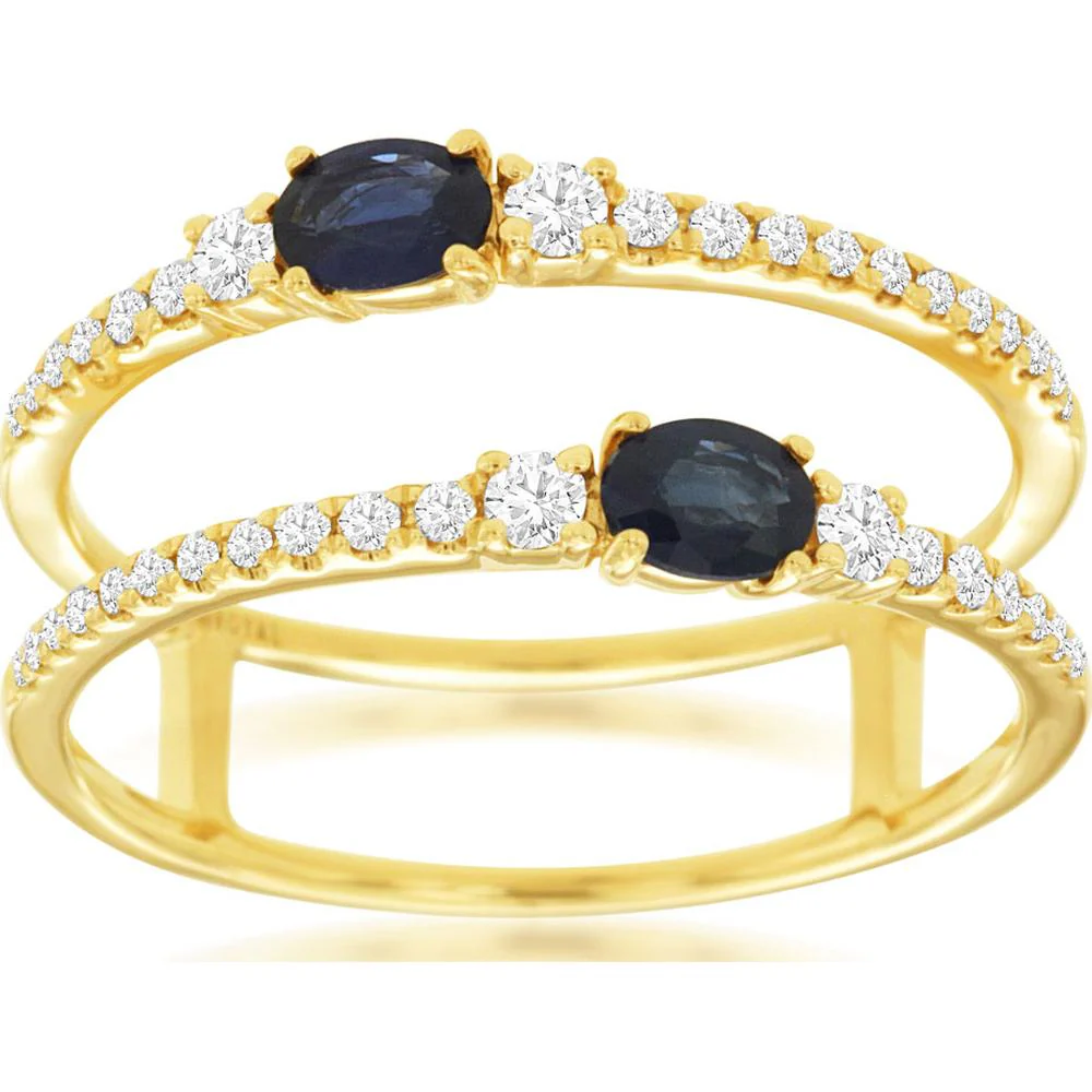 14K Yellow Gold Sapphire & Diamond Ring with Oval Sapphire - 0.75 Carats Total Sapphire Weight - Royal Jewelry