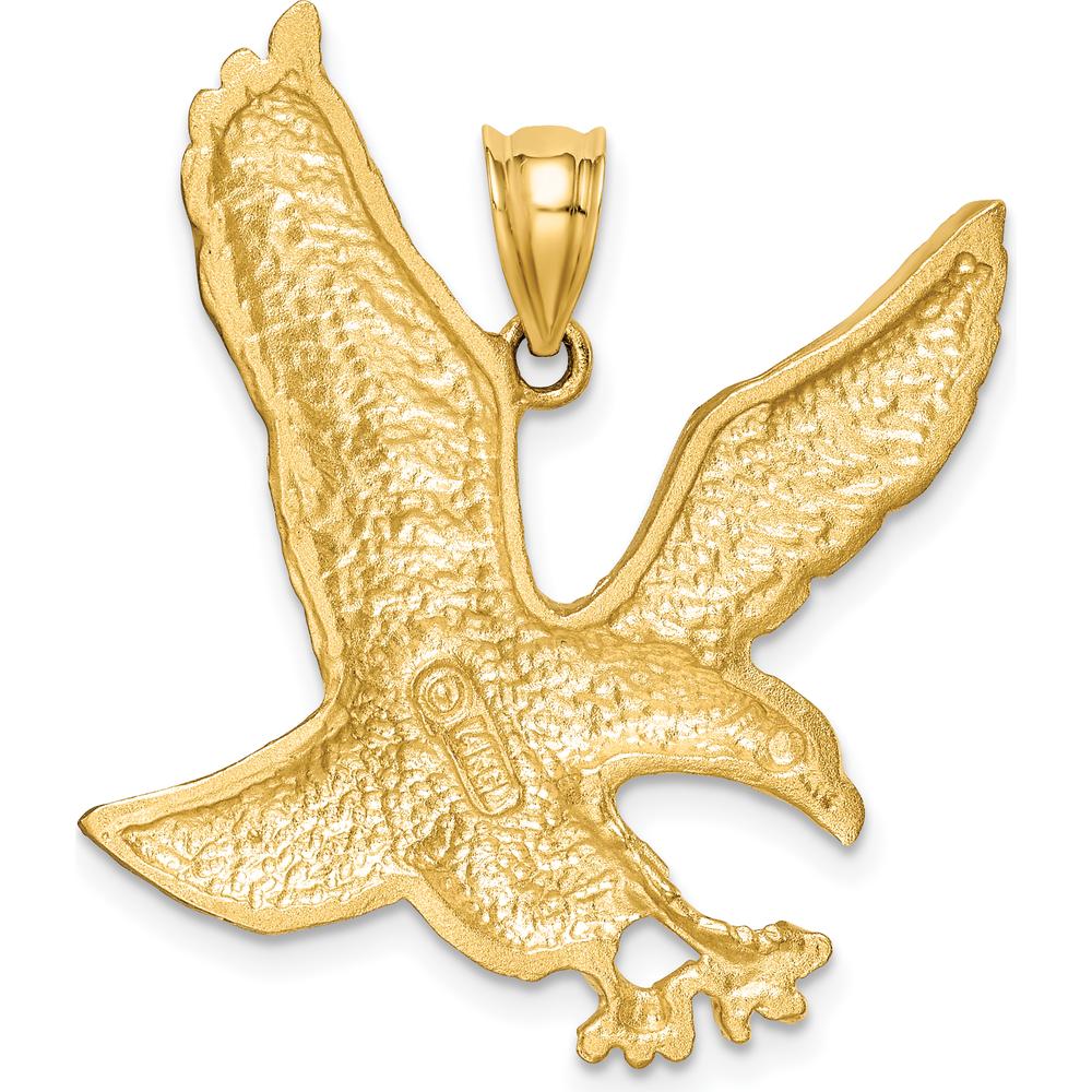 14K Yellow Gold Satin Diamond-Cut Eagle Pendant - Textured Finish by Oro Pregiato - Image 4