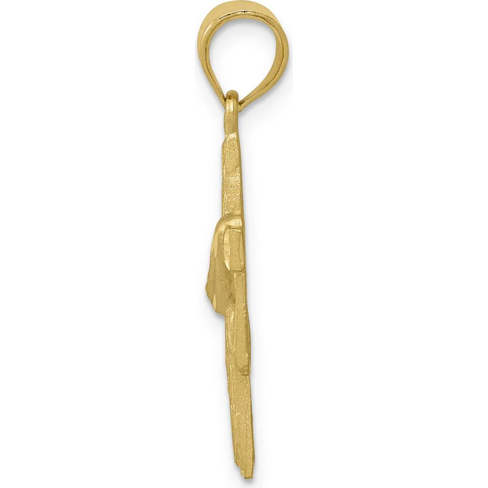 14K Yellow Gold Satin Draped Cross Pendant - 30mm Length by Oro Pregiato - Image 2