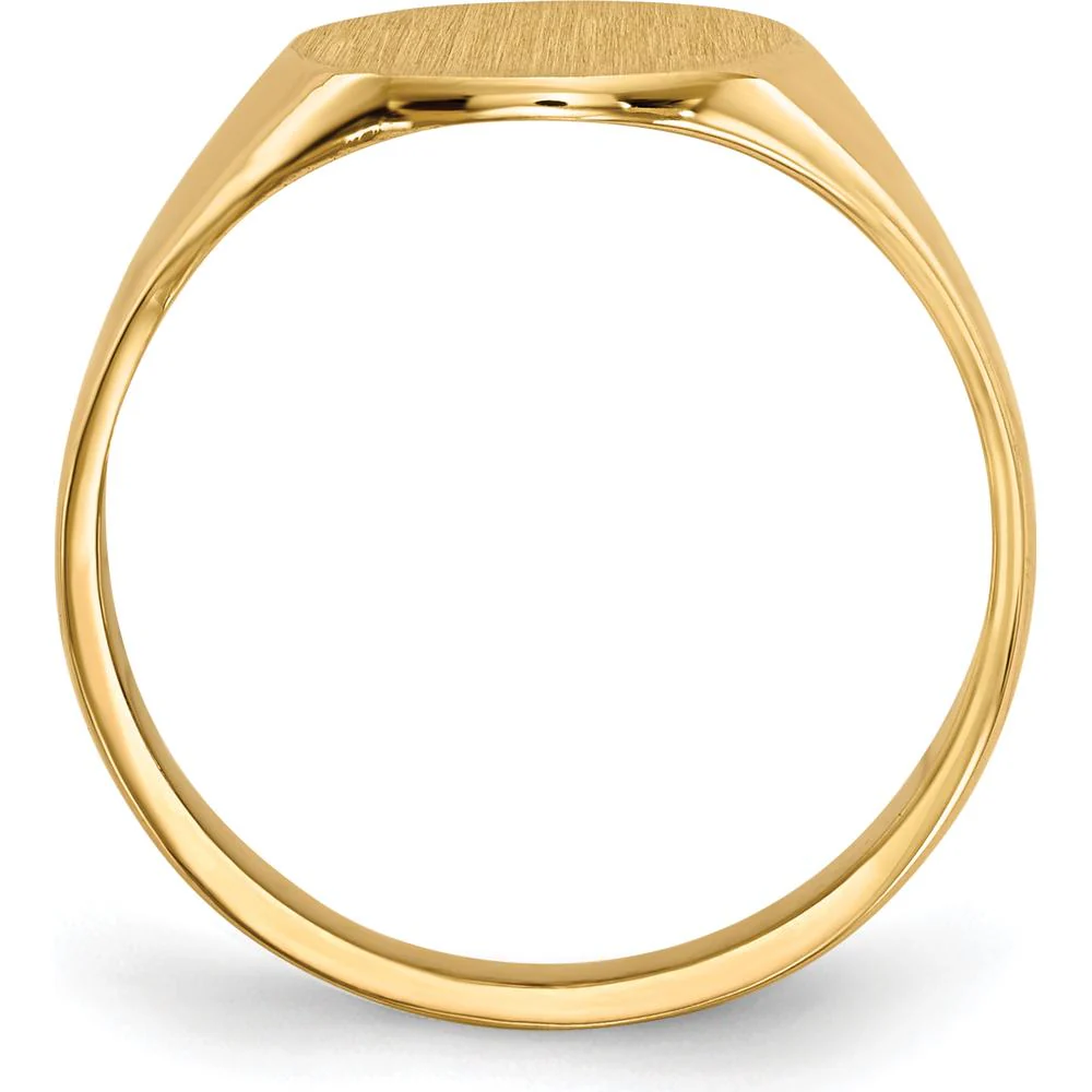 14K Yellow Gold Satin Finish Signet Ring with Closed Back Profile - 9.5x10.0mm - Size 6 by Oro Pregiato - Image 2