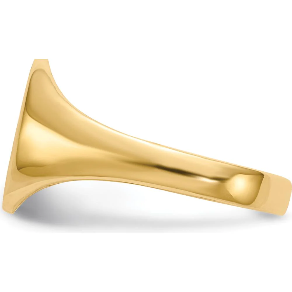 14K Yellow Gold Satin Finish Signet Ring with Closed Back Profile - 9.5x10.0mm - Size 6 by Oro Pregiato - Image 3