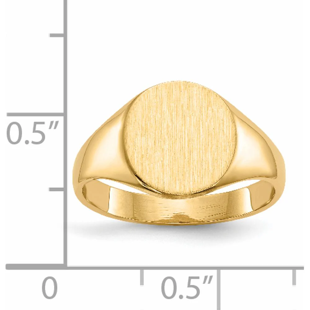 14K Yellow Gold Satin Finish Signet Ring with Closed Back Profile - 9.5x10.0mm - Size 6 by Oro Pregiato - Image 5