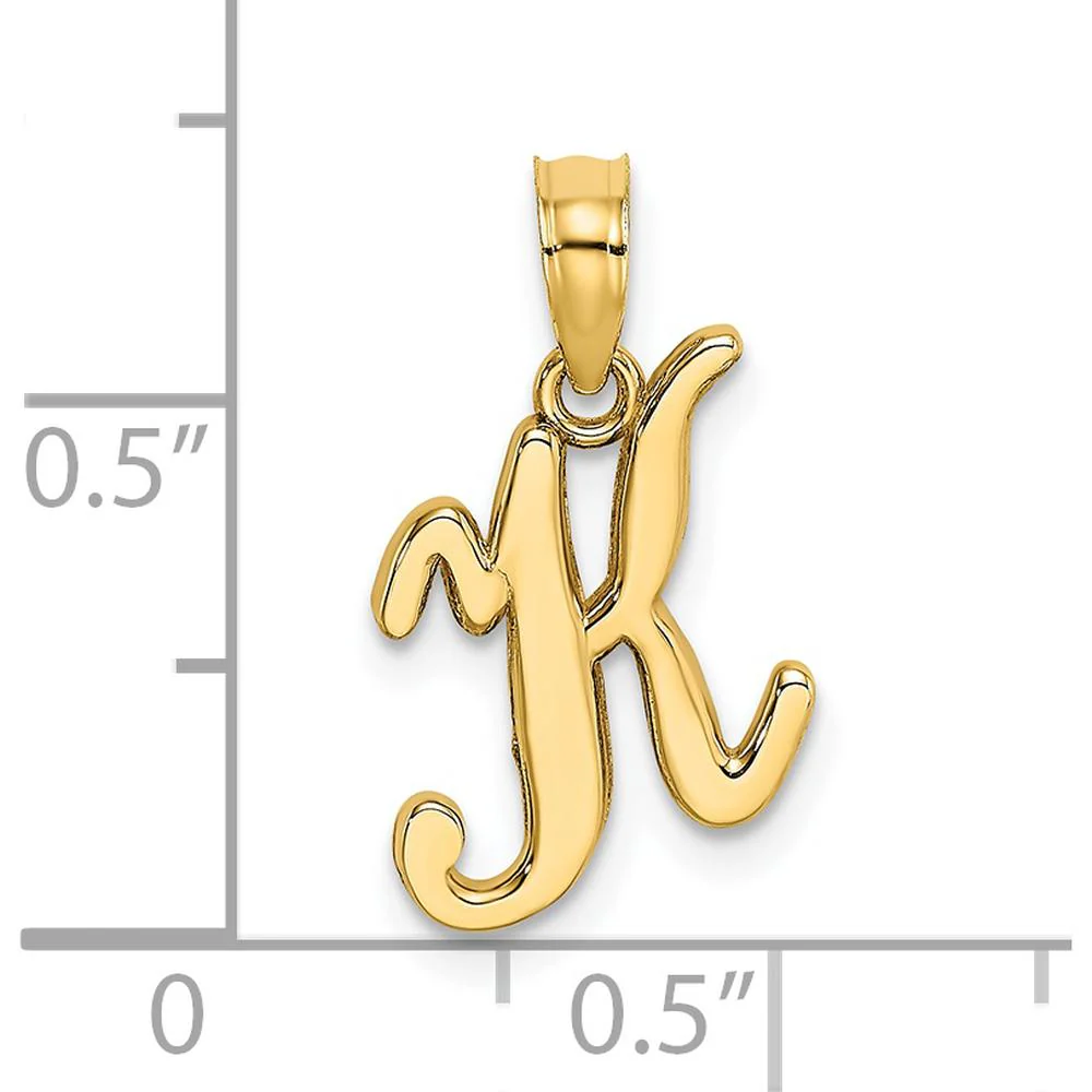 14K Yellow Gold Script Letter K Initial Pendant - 17.5mm Length by Oro Pregiato - Image 3