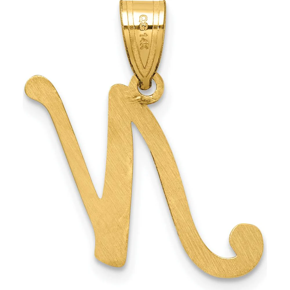 14K Yellow Gold Script Letter N Initial Pendant - 21mm Charm by Oro Pregiato - Image 3