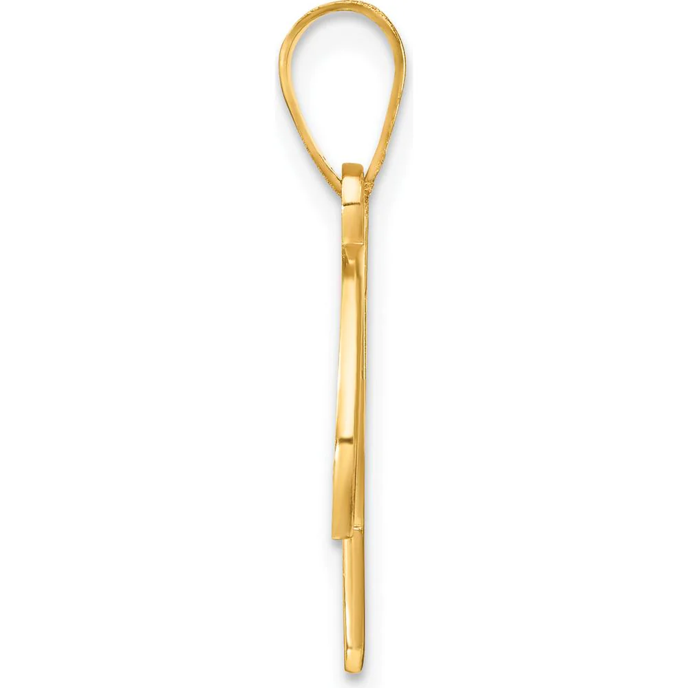 14K Yellow Gold Script Letter V Pendant with Round Diamond - 0.01 Carat Total Diamond Weight by Oro Pregiato - Image 2
