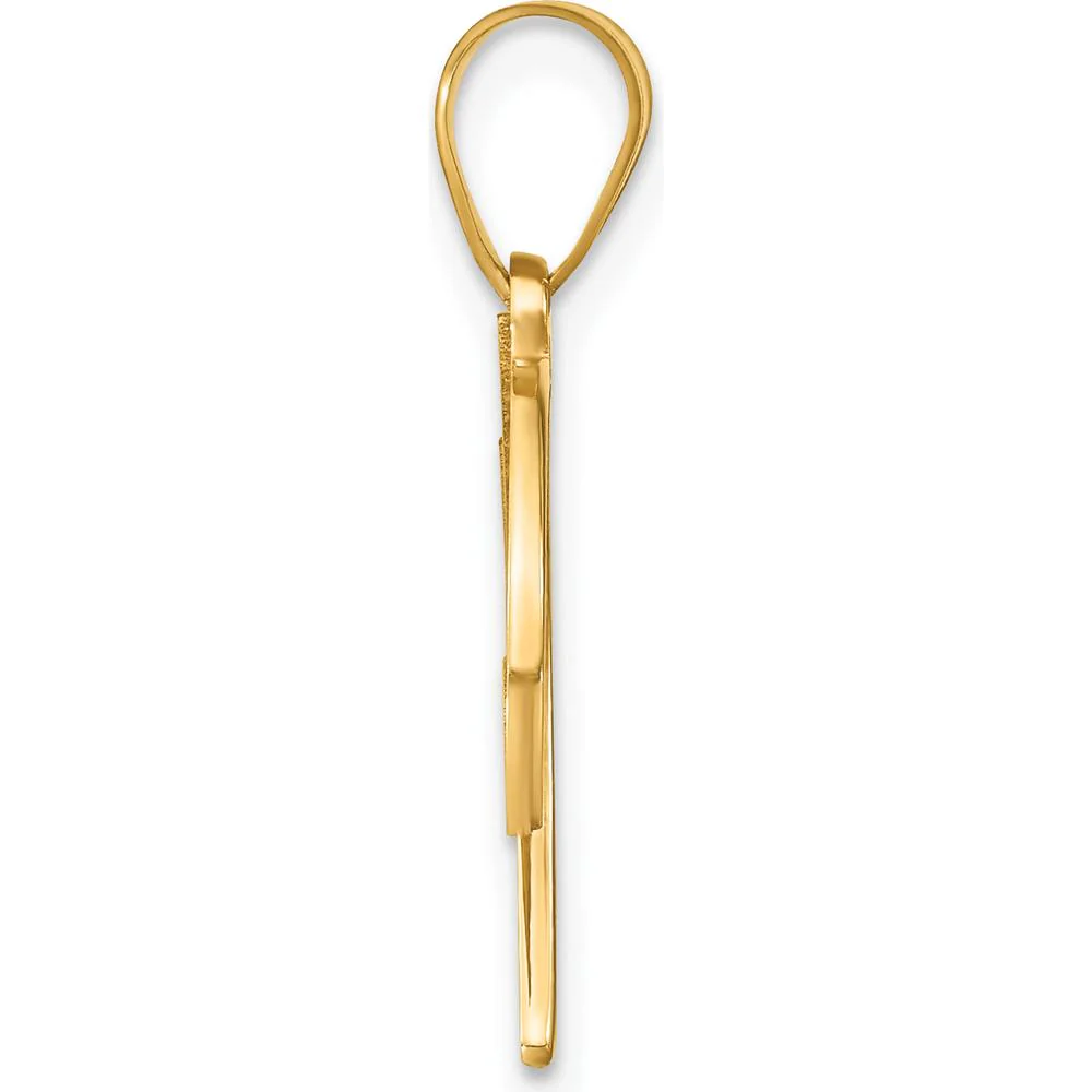14K Yellow Gold Script Letter "W" Initial Pendant with Round Diamond - 0.01 Carat by Oro Pregiato - Image 2