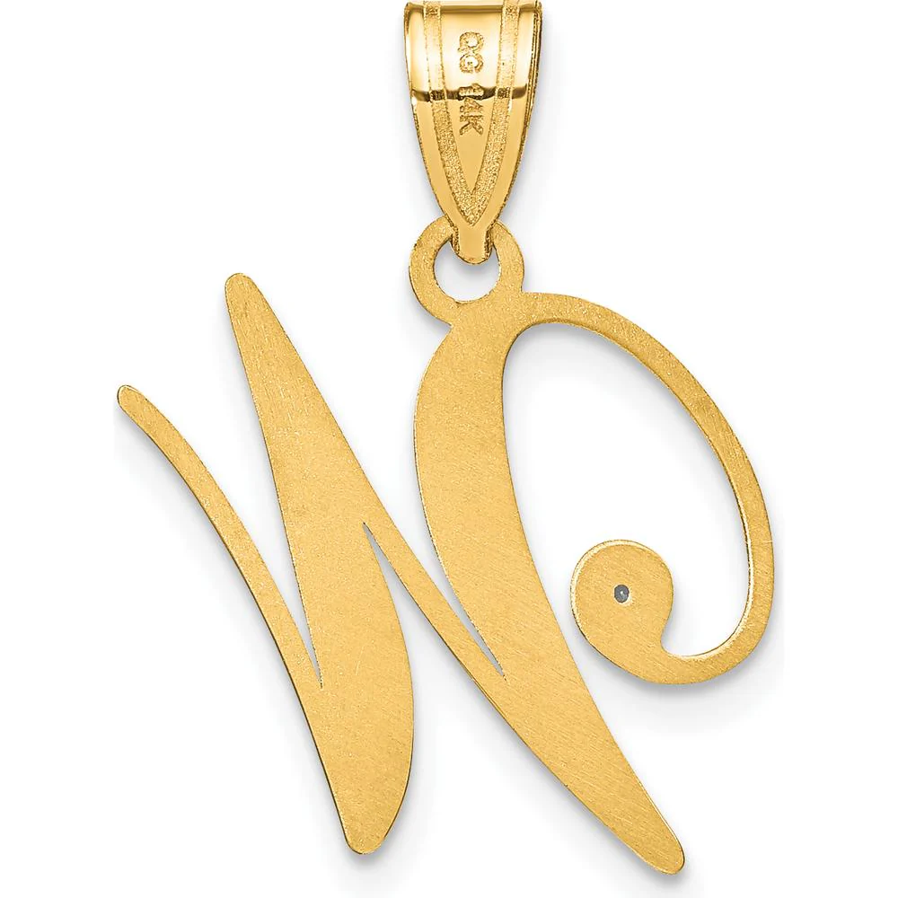 14K Yellow Gold Script Letter "W" Initial Pendant with Round Diamond - 0.01 Carat by Oro Pregiato - Image 3