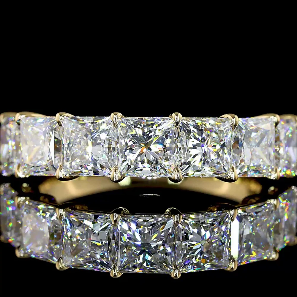 14K Yellow Gold Seven-Stone Eternity Band with Princess Cut Lab Diamonds - 3.12 Carat Total Diamond Weight - Covaloro Fine Jewelry - Image 2