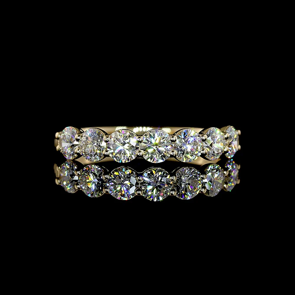 14K Yellow Gold Seven-Stone Eternity Band with Round Brilliant Lab Diamonds - 1.02 Carat Total Weight, E-F Color, VS1 Clarity - Covaloro Fine Jewelry