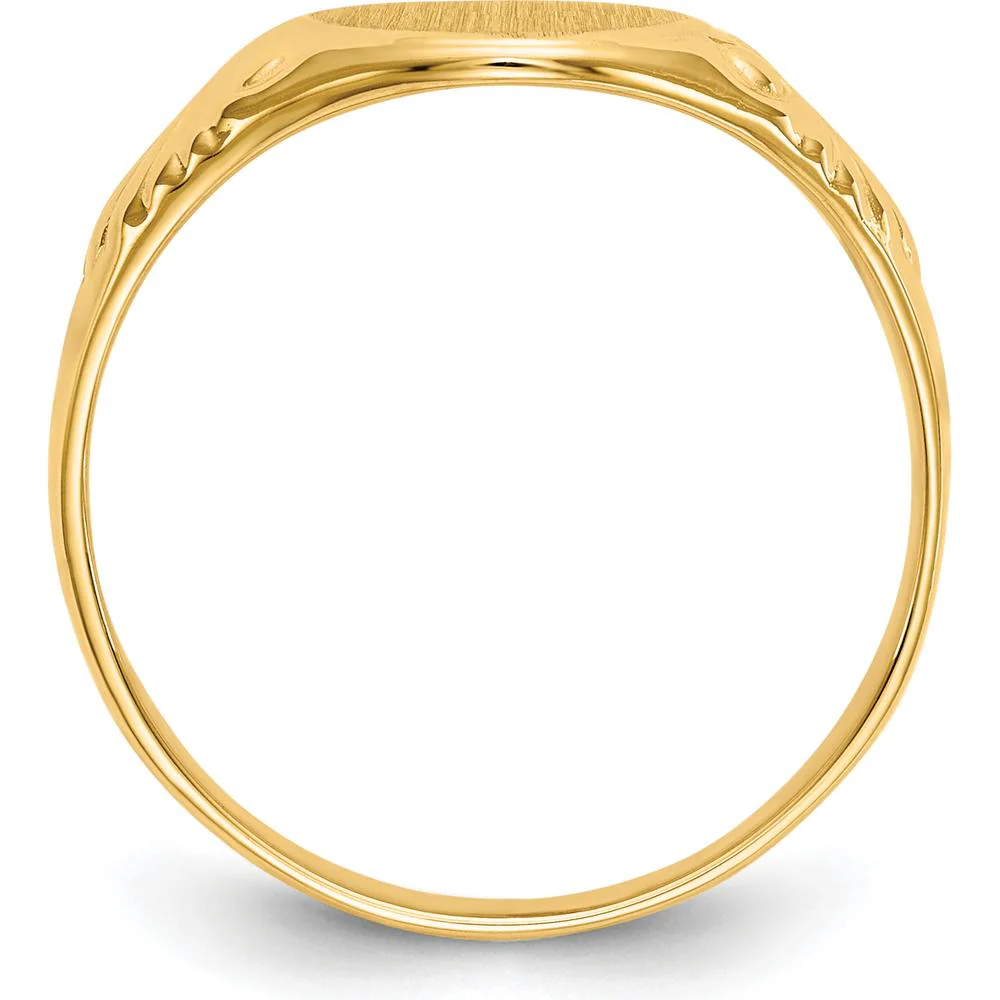 14K Yellow Gold Signet Ring with Satin and Polished Finish - Closed Back, Engravable Design by Oro Pregiato - Image 2