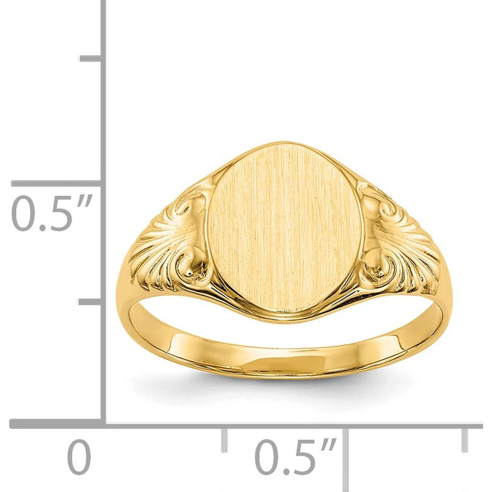 14K Yellow Gold Signet Ring with Satin and Polished Finish - Closed Back, Engravable Design by Oro Pregiato - Image 5