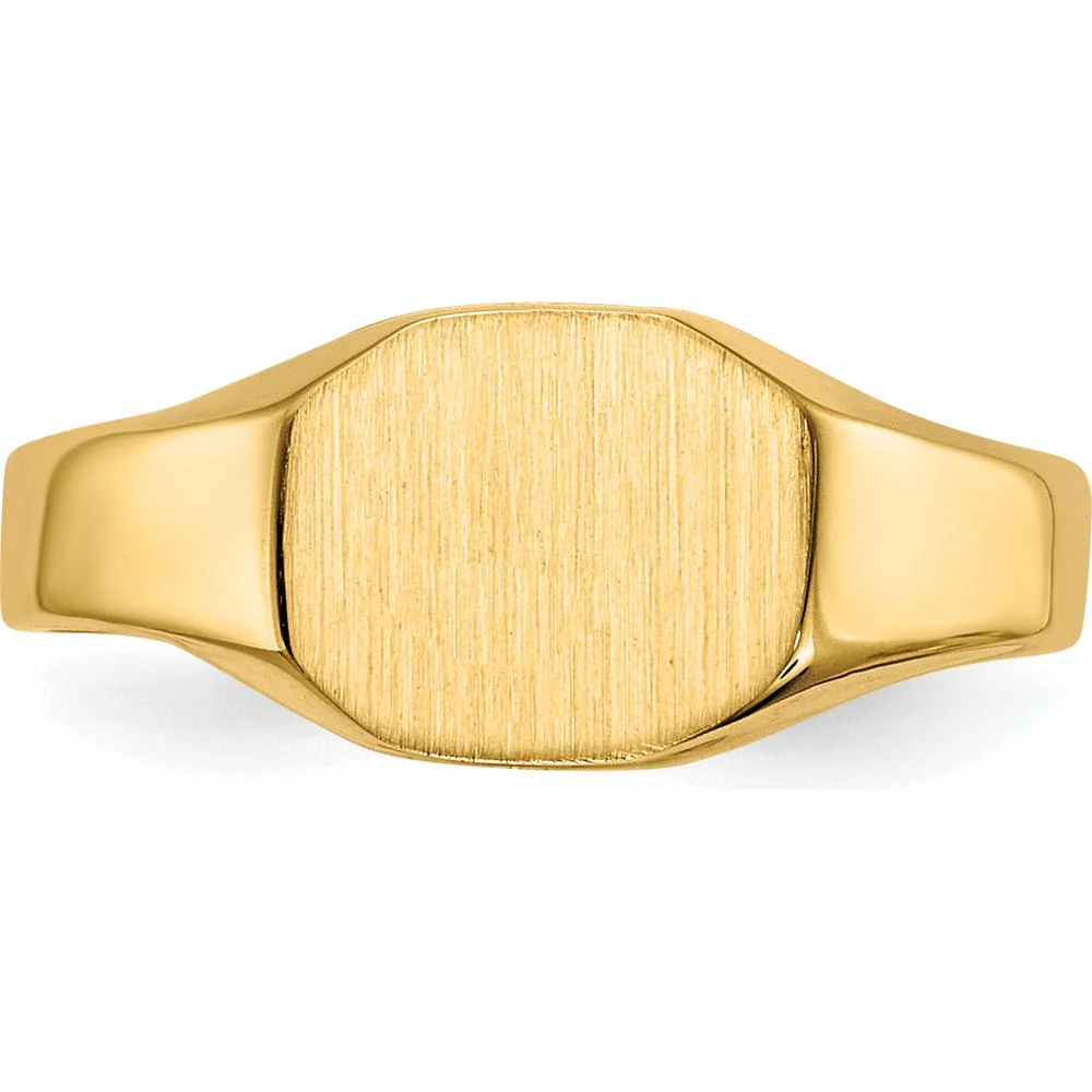 14K Yellow Gold Signet Ring with Satin Finish - 8.0x6.25mm Face, Engravable - Size 3 by Oro Pregiato - Image 4