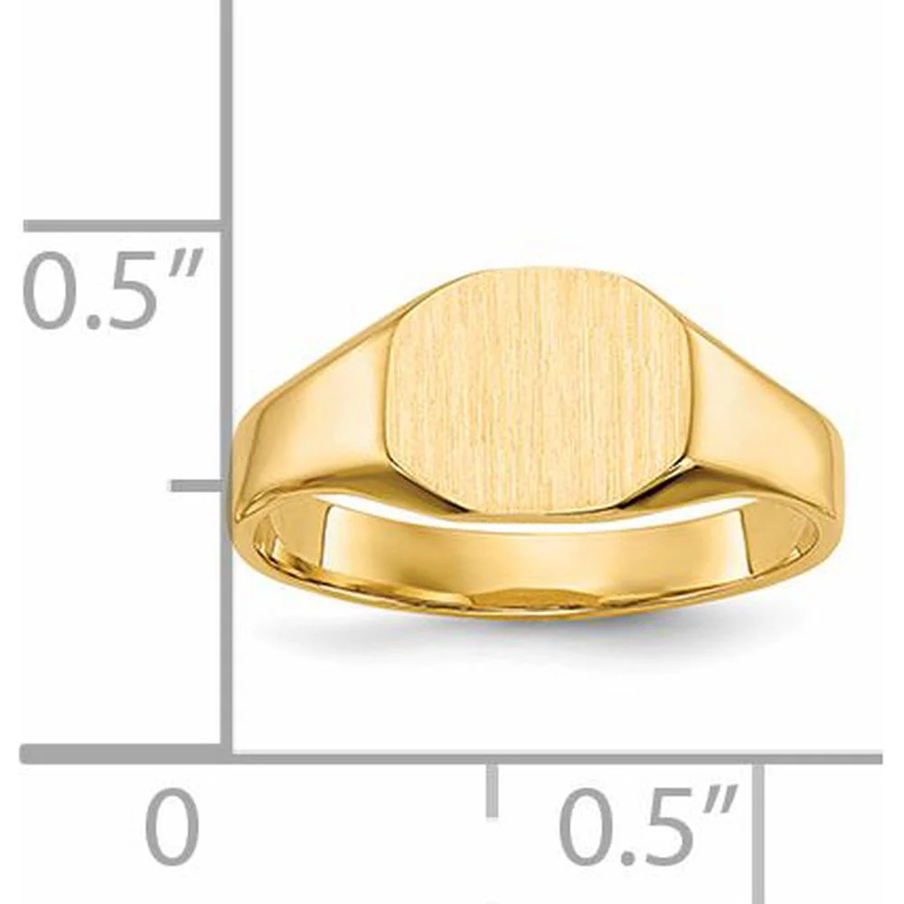 14K Yellow Gold Signet Ring with Satin Finish - 8.0x6.25mm Face, Engravable - Size 3 by Oro Pregiato - Image 5