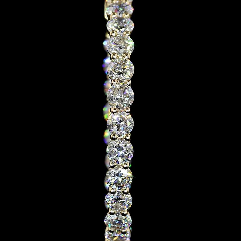 14K Yellow Gold Small Hoop Earrings with Prong Set Round Lab Diamonds - 4.54 Carat Total Diamond Weight - Covaloro Fine Jewelry - Image 3