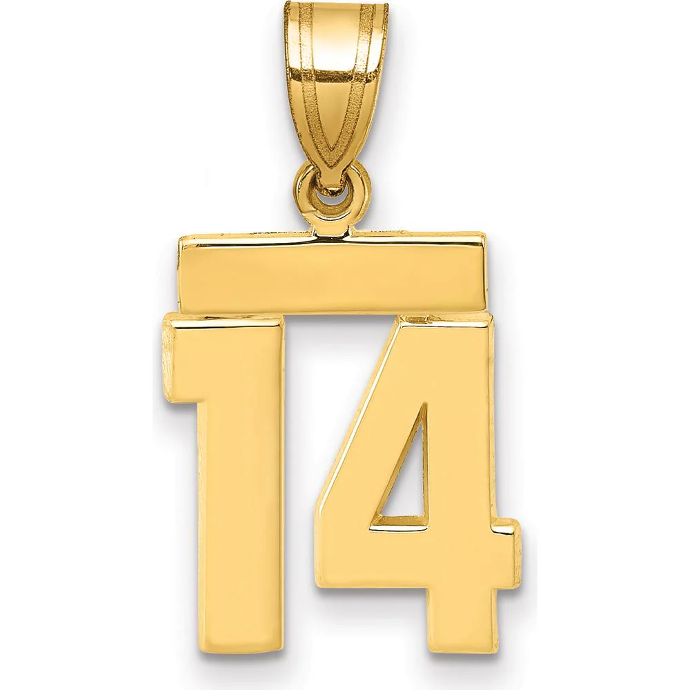 14K Yellow Gold Small Polished Number 14 Charm by Oro Pregiato