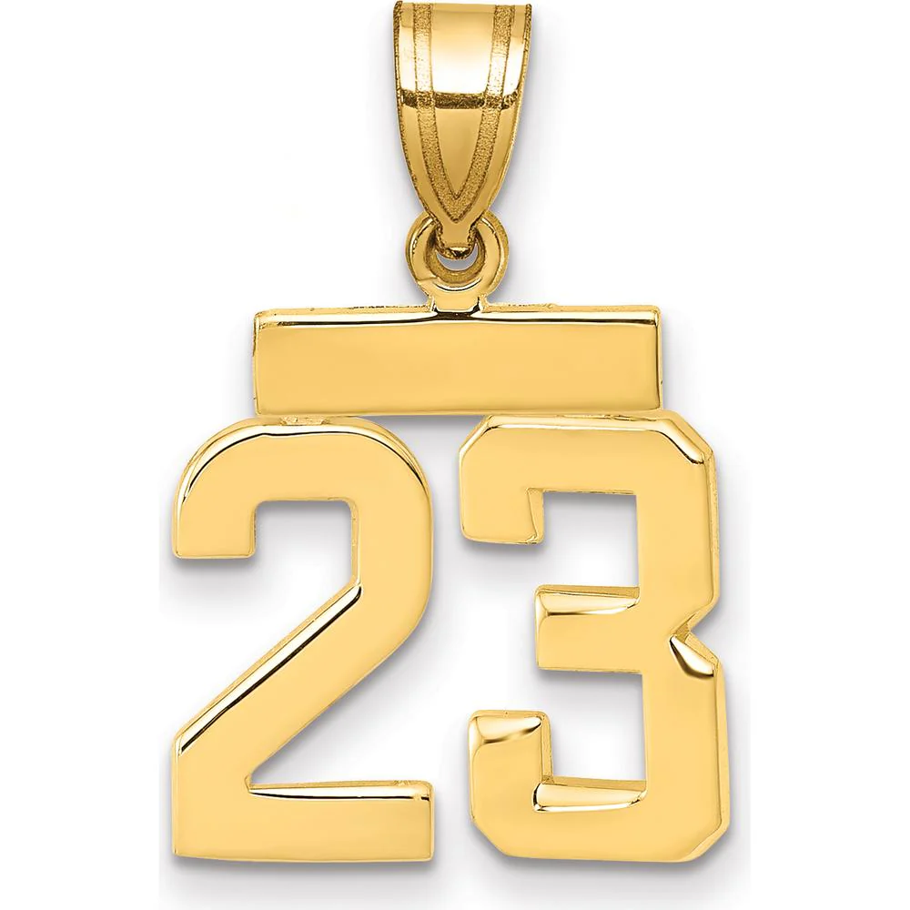 14K Yellow Gold Small Polished Number 23 Charm - Minimalist Pendant by Oro Pregiato