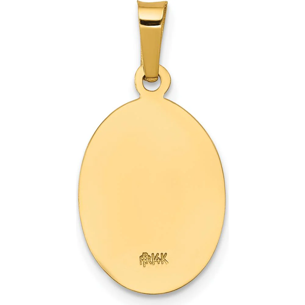 14K Yellow Gold Solid Saint Joseph Oval Charm Pendant with Polished and Satin Finish by Oro Pregiato - Image 4