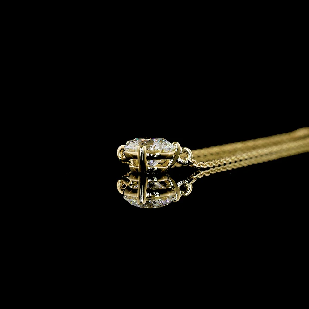 14K Yellow Gold Solitaire Pendant with 0.60 Carat Round Brilliant Cut Lab Diamond - E-F Color VS Clarity - Covaloro Fine Jewelry - Image 3