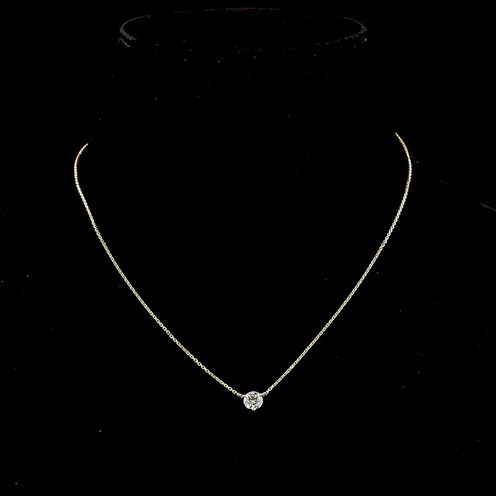 14K Yellow Gold Solitaire Pendant with 0.60 Carat Round Brilliant Cut Lab Diamond - E-F Color VS Clarity - Covaloro Fine Jewelry - Image 4