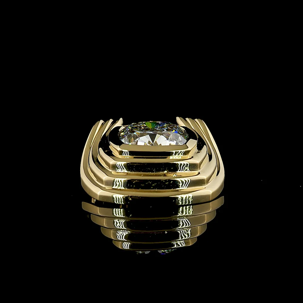 14K Yellow Gold Solitaire Pendant with 3.58 Carat Square Cushion Brilliant Cut Lab Diamond - E-F Color VVS2 Clarity - Covaloro Fine Jewelry