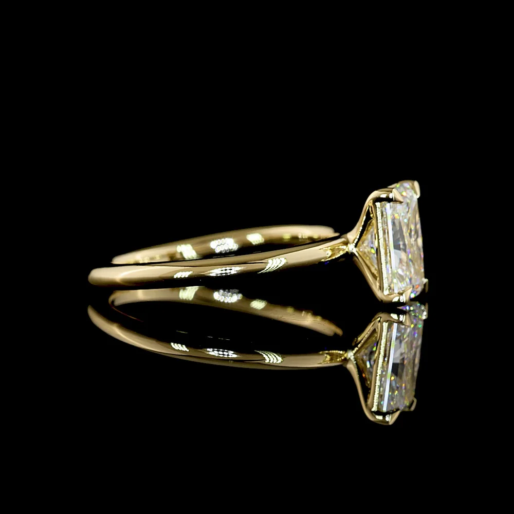 14K Yellow Gold Solitaire Ring with 1.55 Carat Radiant Cut Lab-Grown D VVS2 Diamond - IGI Certified North-South Prong Setting - Covaloro Fine Jewelry - Image 3