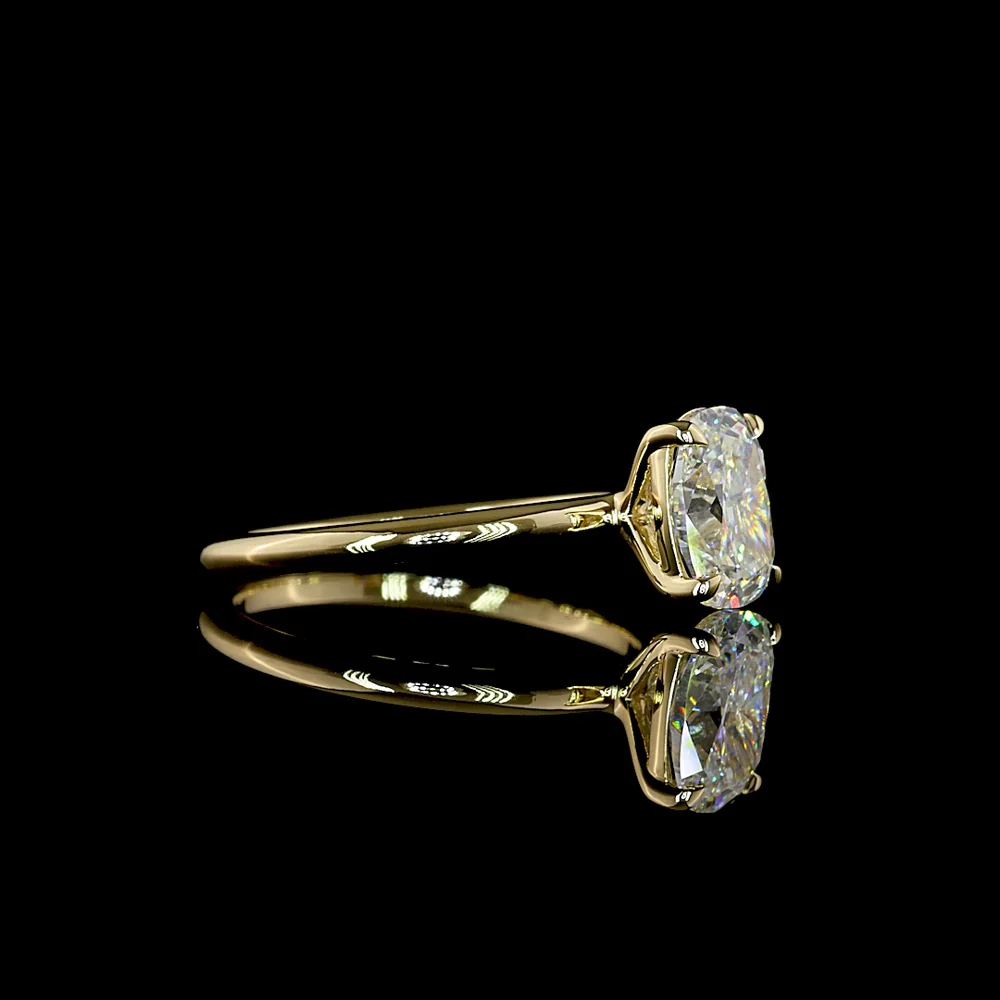 14K Yellow Gold Solitaire Ring with 1.61 Carat Cushion Brilliant Cut Lab Diamond - E-F Color VVS2 Clarity IGI Certified - Covaloro Fine Jewelry - Image 3