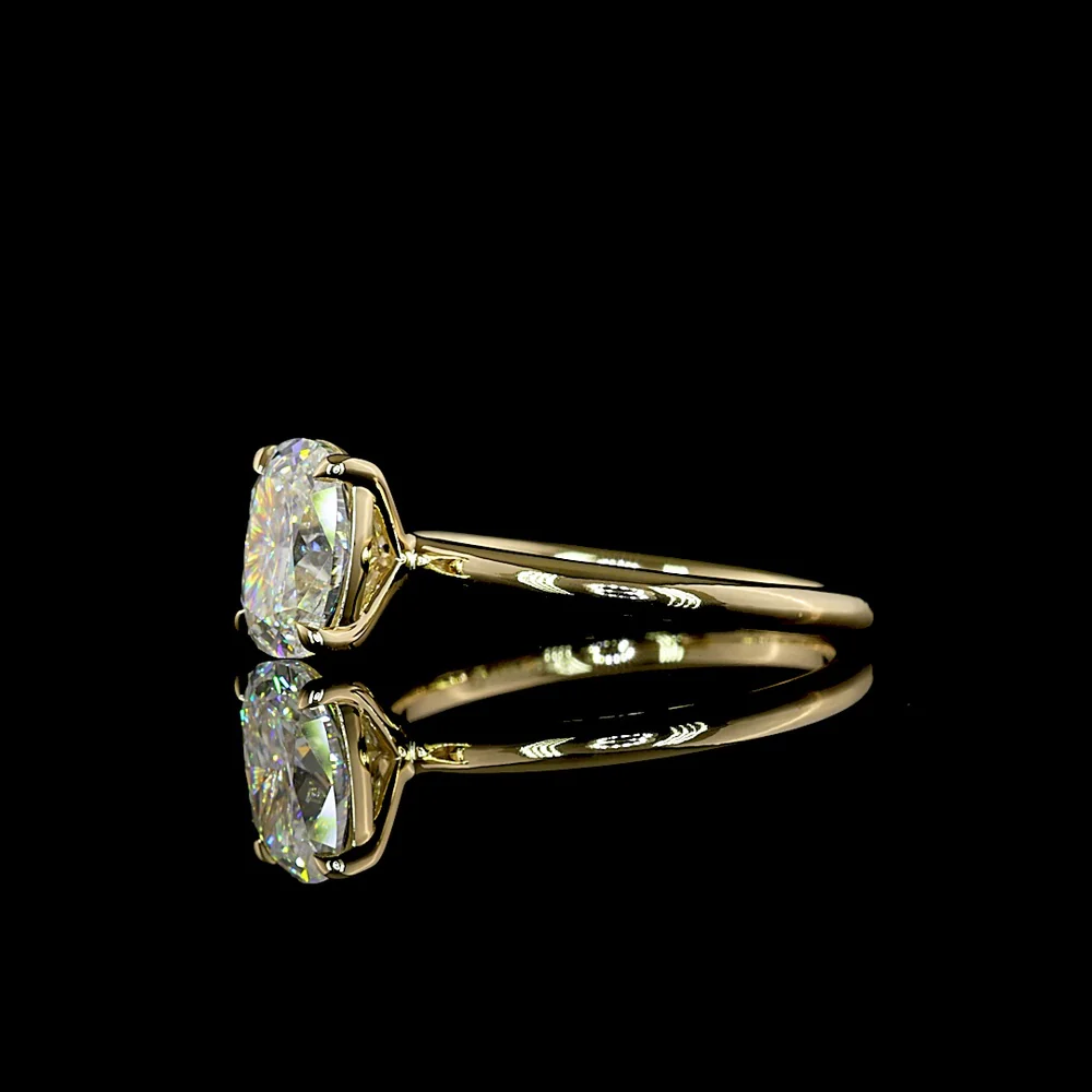 14K Yellow Gold Solitaire Ring with 1.61 Carat Cushion Brilliant Cut Lab Diamond - E-F Color VVS2 Clarity IGI Certified - Covaloro Fine Jewelry - Image 4