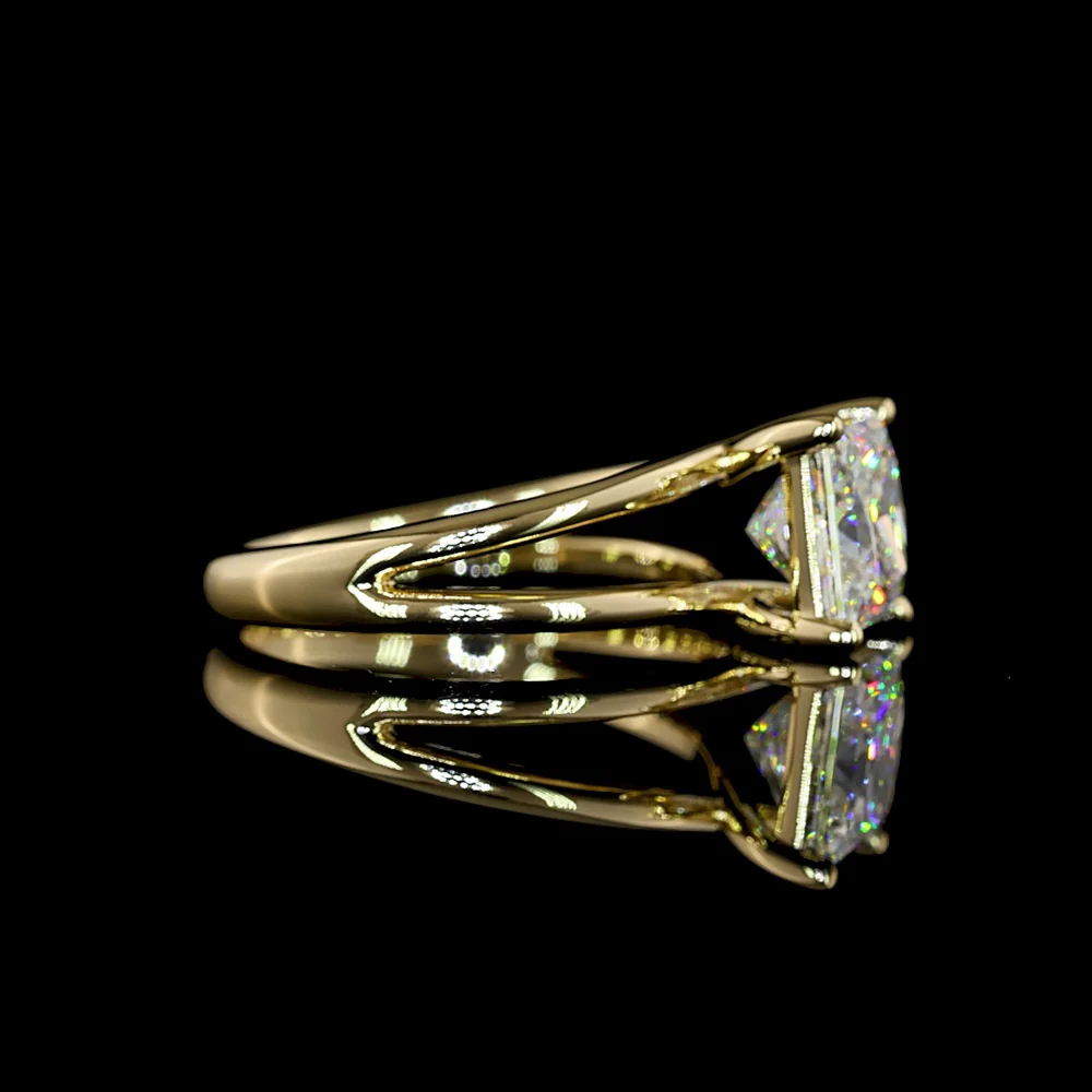 14K Yellow Gold Solitaire Ring with 2.30 Carat Princess Cut Lab Diamond - E-F Color, VVS2 Clarity, Four-Prong Setting - Covaloro Fine Jewelry - Image 2