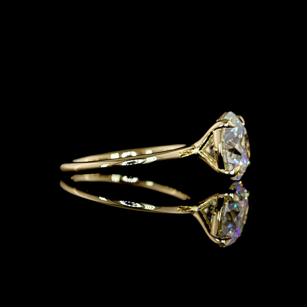 14K Yellow Gold Solitaire Ring with 3.55 Carat Round Brilliant Cut Lab Diamond - E-F Color, VS1 Clarity, IGI Certified - Covaloro Fine Jewelry - Image 2
