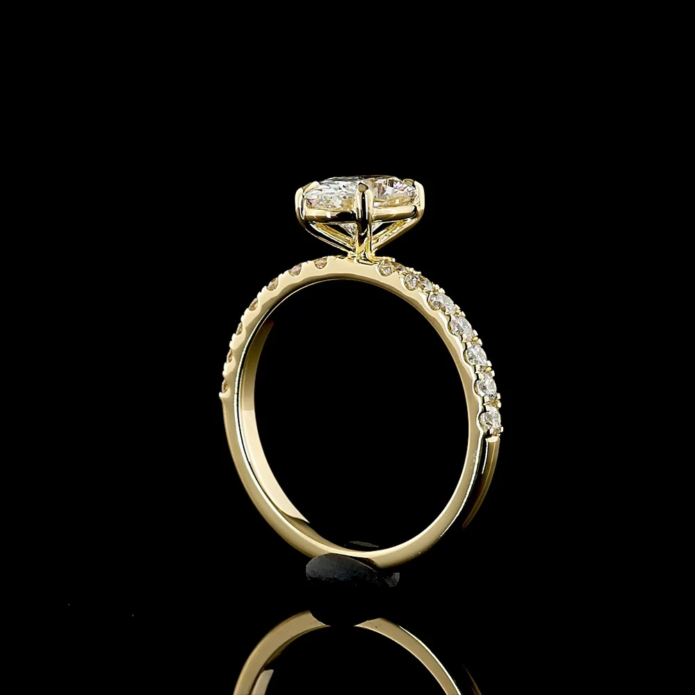 14K Yellow Gold Solitaire Shank Engagement Ring with 1.50 Carat Oval Cut Lab Diamond and 0.43 Carat Brilliant Cut Side Stones - 1.93 Carats Total Diamond Weight - Covaloro Fine Jewelry - Image 3