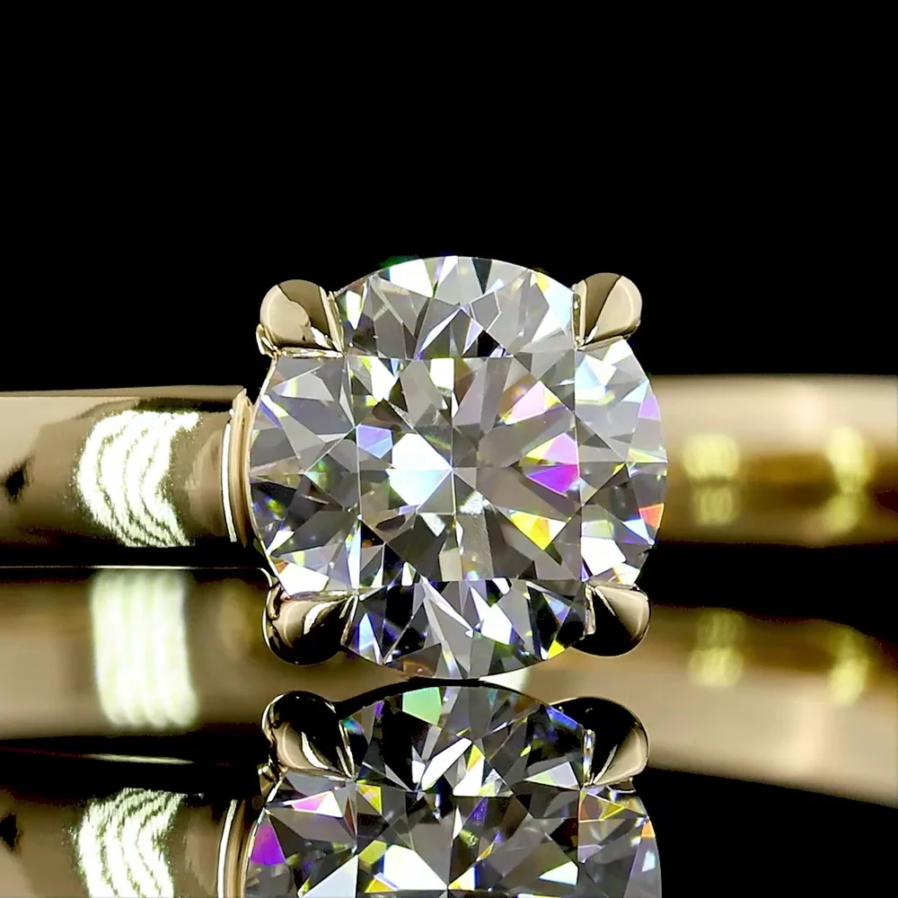 14K Yellow Gold Special Design Ring with Round Brilliant Cut Lab Diamonds - 0.67 Carat Total Diamond Weight - Covaloro Fine Jewelry - Image 2